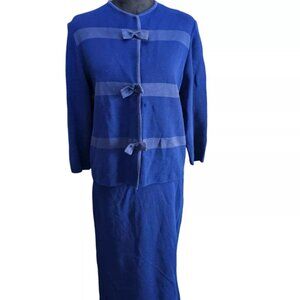Vintage Kimberly Wool Skirt Suit With Bows 1960's Made in Italy Size 14